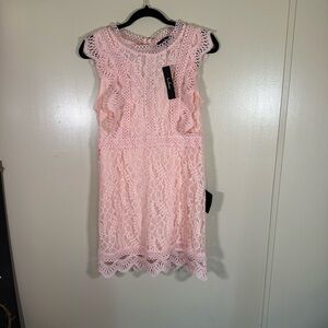 Lulu’s My Sweetheart Blush Pink Lace Mini Dress Medium New
